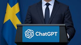 ראש ממשלת שוודיה והלוגו של ChatGPT, צילום: אילוסטרציה, AI